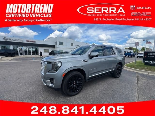 2024 GMC Yukon Denali in Sterling Metallic — front three-quarter view