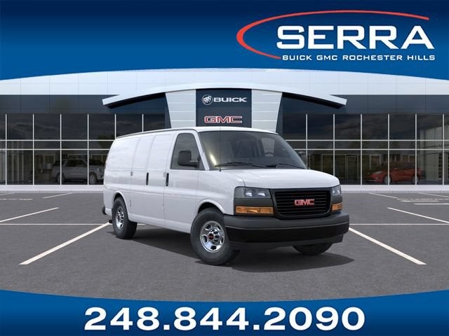 2026 GMC Savana Cargo Work Van in Summit White — front three-quarter view