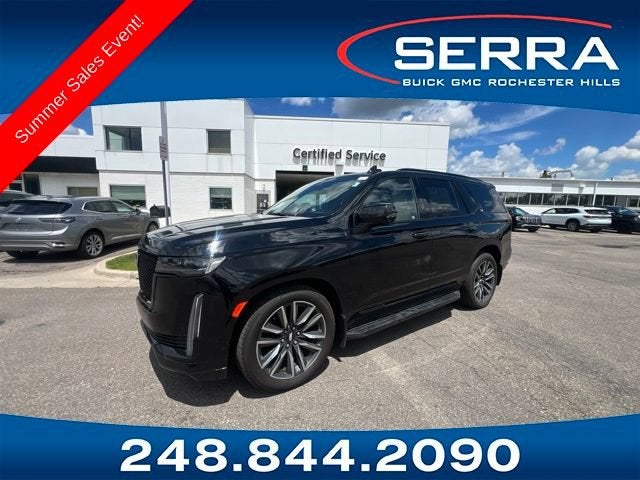 2023 Cadillac Escalade Sport in Black Raven — front three-quarter view