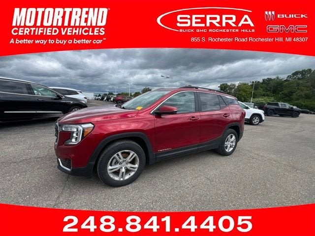 2024 GMC Terrain SLE in Volcanic Red Tintcoat — front three-quarter view