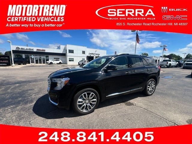 2024 GMC Terrain Denali in Ebony Twilight Metallic — front three-quarter view