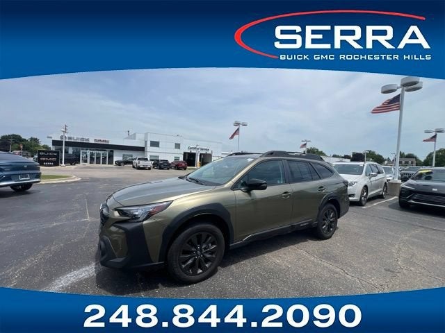 2024 Subaru Outback Onyx Edition in Autumn Green Meta — front three-quarter view