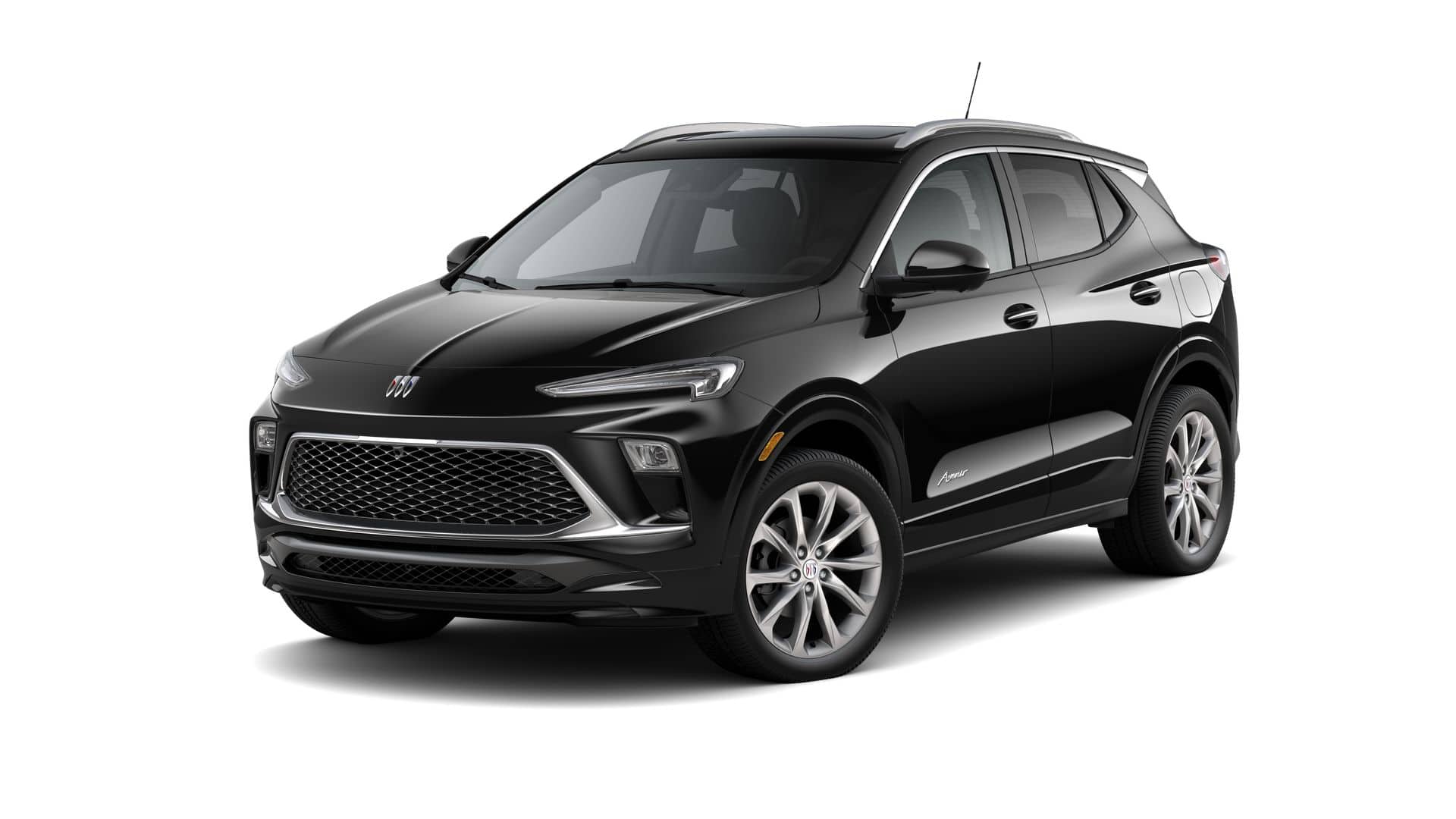 2026 Buick Encore GX Avenir in Ebony Twilight Metallic — front three-quarter view