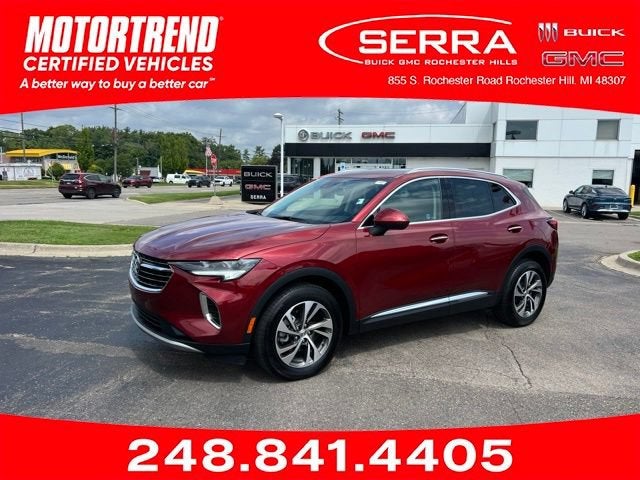 2023 Buick Envision Essence in Cinnabar Metallic — front three-quarter view